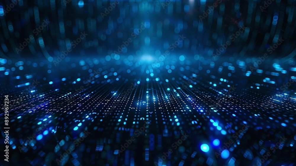 Abstract Blue Binary Code Background with Glowing Digits - Digital Technology Concept Abstract Blue Binary Code Background with Glowing Digits - Digital Technology Concept