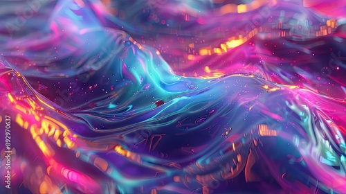holographic neon fluid waves