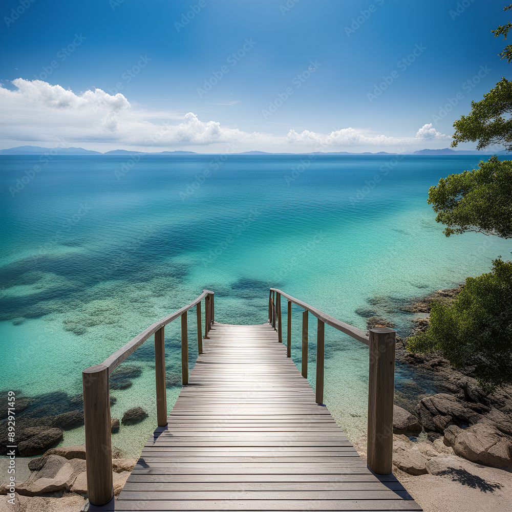 Fototapeta premium Make a wish while looking at the wide, big sea.