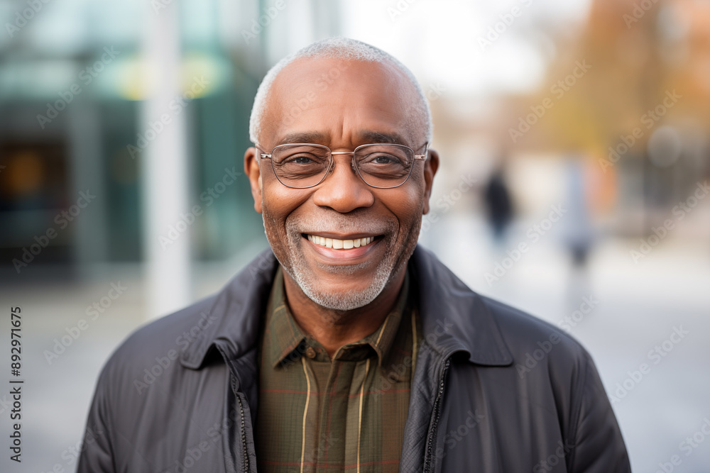 Senior African-American man in his 60s with glasses and gray hair, smiling at the camera. Happy about retirement. Senior African-American man in his 60s with glasses and gray hair, smiling at the camera. Happy about retirement.