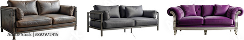 brown, gray, purple sofa realistic on transparent backgrounds