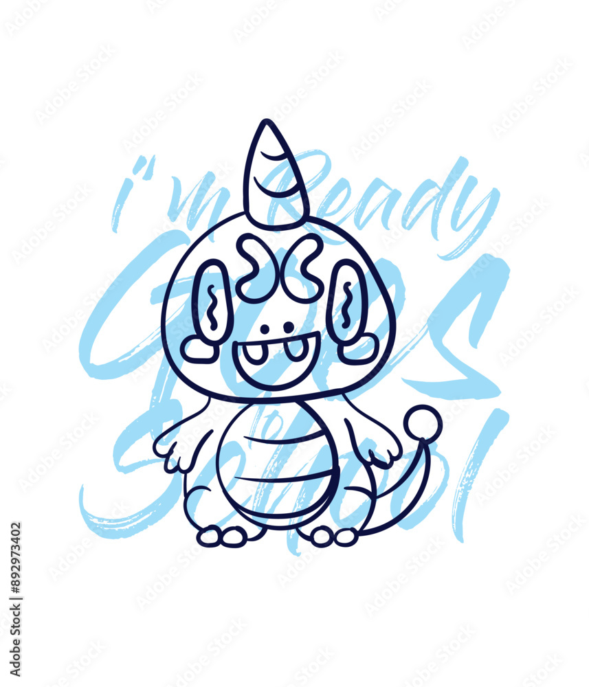 hand drawn monster illustration with text i'm ready goes to school for t-shirt design
hand drawn monster illustration with text i'm ready goes to school for t-shirt design