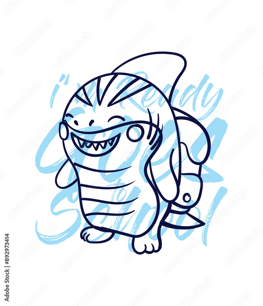 hand drawn monster illustration with text i'm ready goes to school for t-shirt design
hand drawn monster illustration with text i'm ready goes to school for t-shirt design