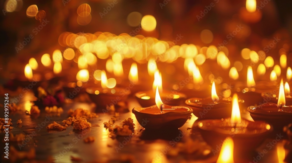 warm glow from numerous diwali diyas casts soft light celebrating festival lights warm glow from numerous diwali diyas casts soft light celebrating festival lights