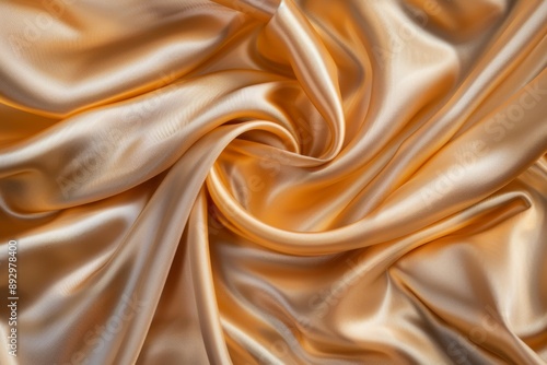 Elegant abstract silk fabric background with luxurious gold satin material, featuring smooth and sophisticated color variations