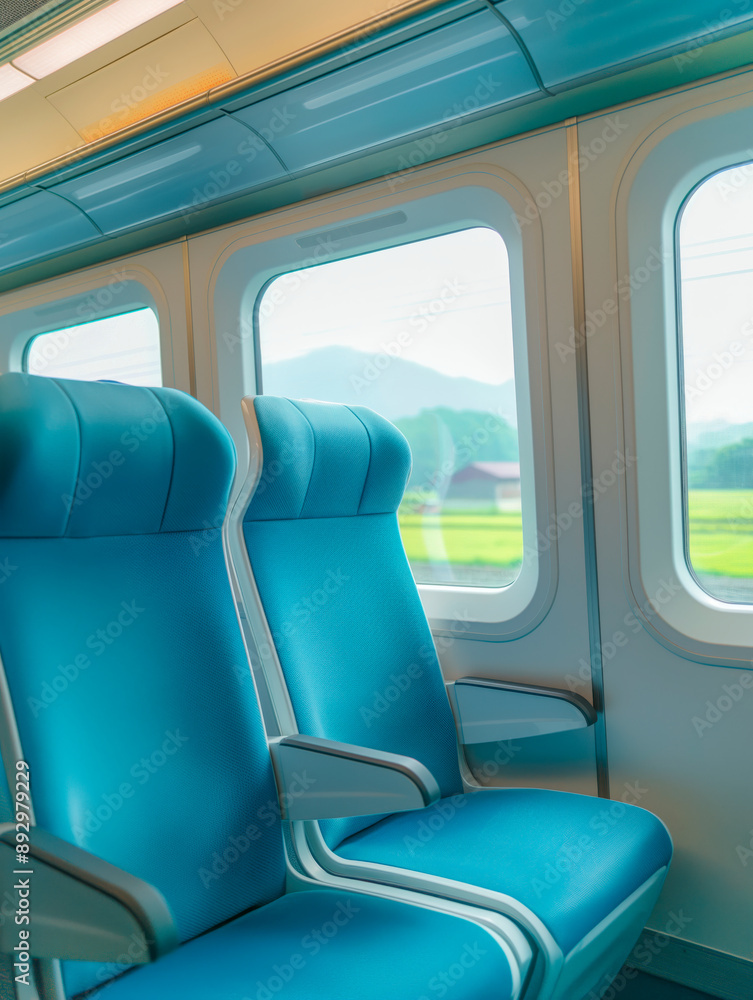 Digital artwork of seats from a high-speed rail car in China. Illustration of comfortable seats next to the window of a high-speed train. Digital artwork of seats from a high-speed rail car in China. Illustration of comfortable seats next to the window of a high-speed train.