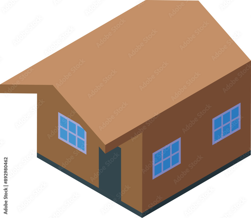 Small family house isometric building showing modern architecture, for real estate or construction concept Small family house isometric building showing modern architecture, for real estate or construction concept