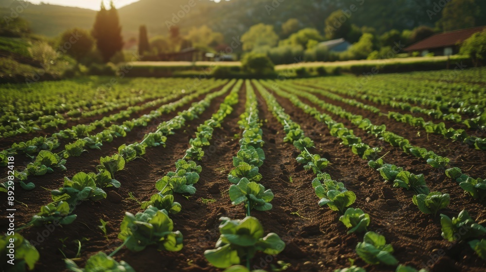 Obraz premium Agroecology: An ecological farming method that treats agricultural areas as ecosystems, improving sustainability by mimicking natural processes and ecological cycles.