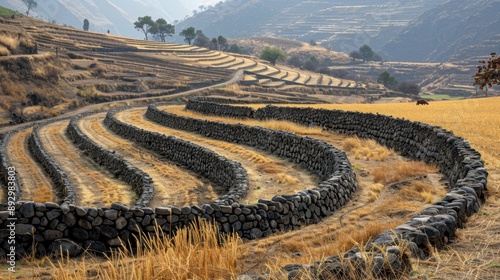 Soil Erosion Control: Methods such as terracing, contour plowing, and windbreaks are used to prevent soil loss from erosion by water or wind, preserving soil health and productivity.
 photo