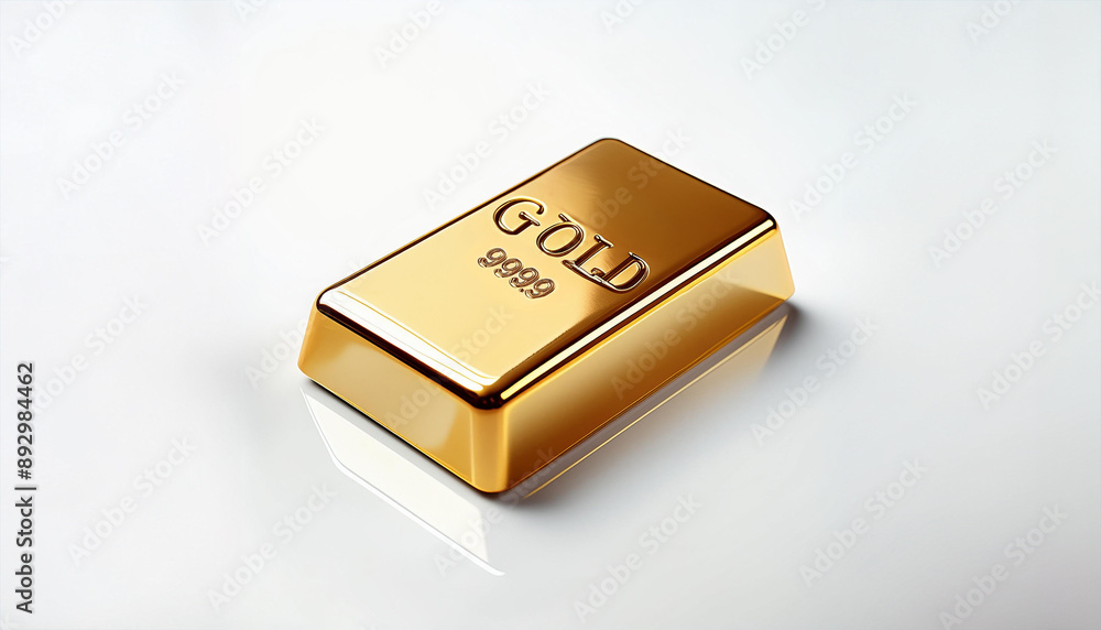 Single Rectangular pure gold bar isolated on empty background AI generated Single Rectangular pure gold bar isolated on empty background AI generated