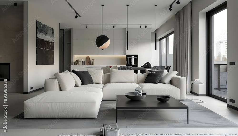 Living room interior design in minimalist style Living room interior design in minimalist style