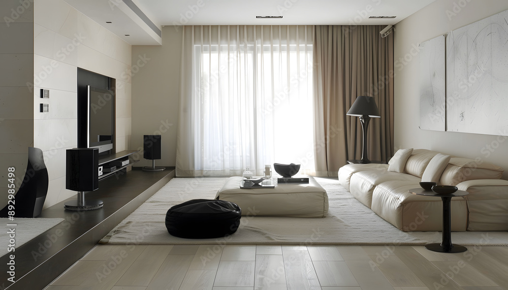 Fototapeta premium Living room interior design in minimalist style