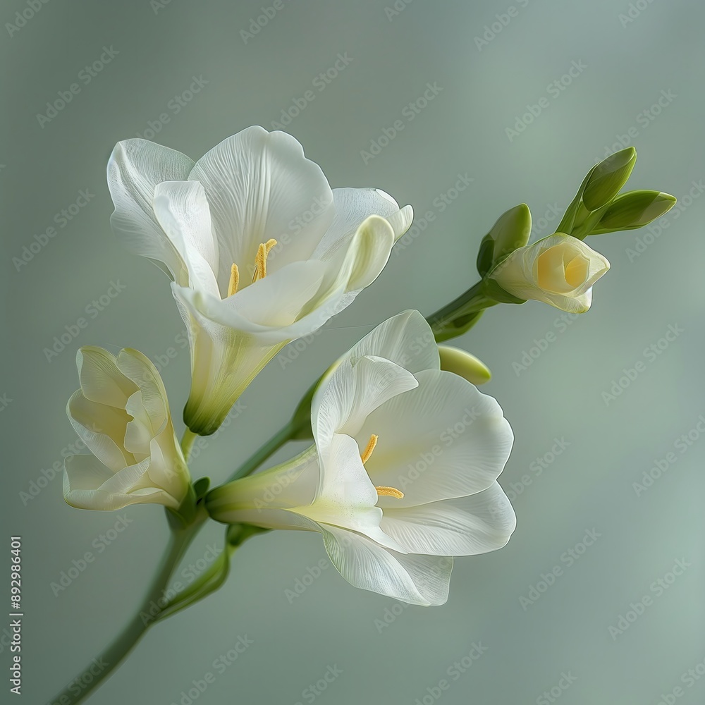 Obraz premium 60. **A detailed freesia with smooth, flowing petals and a subtle fragrance.**