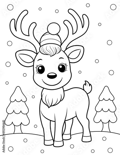 christmas reindeer coloring page. ready to print on standard 8.5x11 inch paper.