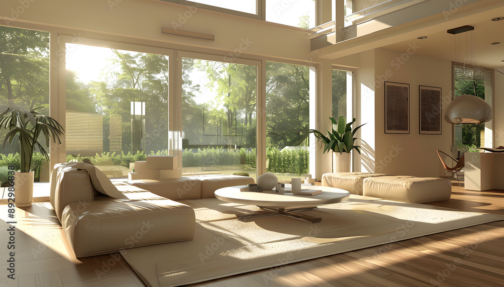 Fototapeta premium Living room interior design in minimalist style