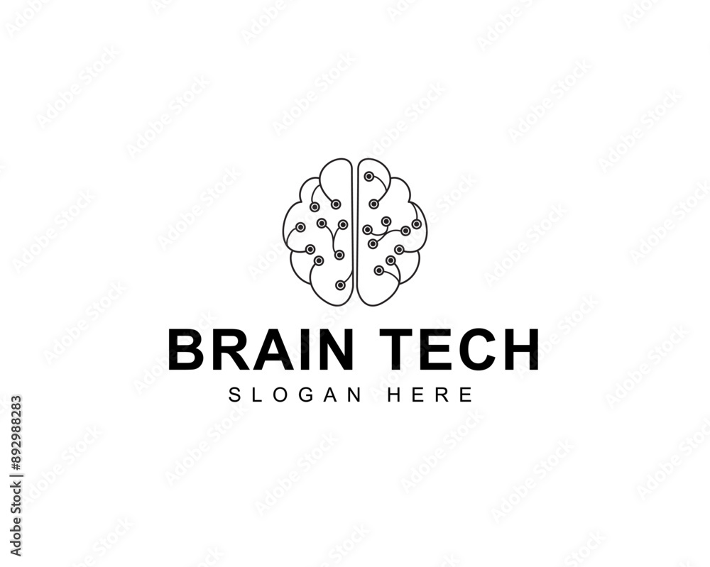Brain tech logo icon design with creative connect dot symbol. brain connection logo vector element. smart technology. brain hub logo design Brain tech logo icon design with creative connect dot symbol. brain connection logo vector element. smart technology. brain hub logo design