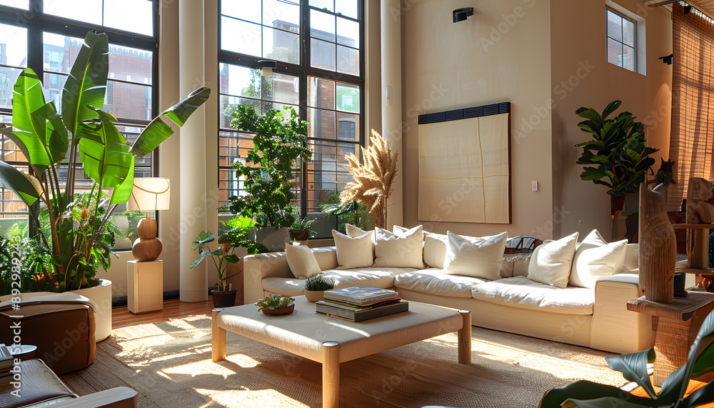 Fototapeta premium Living room interior design in minimalist style