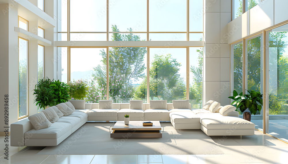 Fototapeta premium Living room interior design in minimalist style