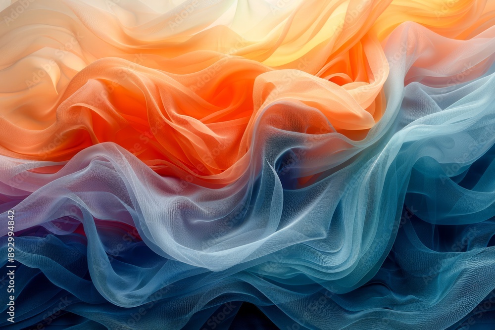 Smooth, flowing wave patterns in different colors, layered to create depth and movement Smooth, flowing wave patterns in different colors, layered to create depth and movement