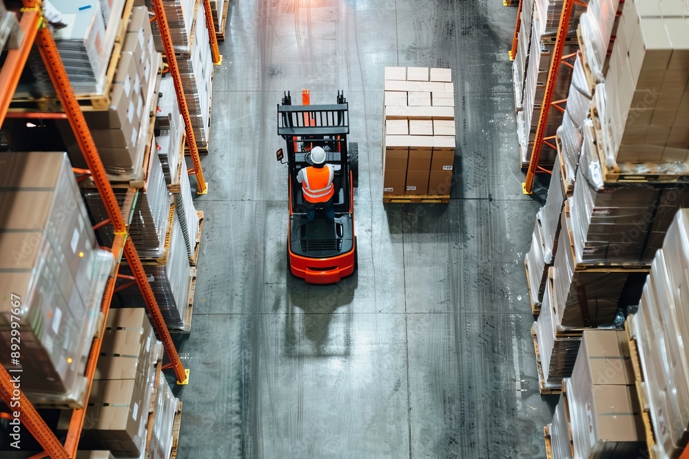 © Amni - Forklift Operator Navigating a Warehouse Aisle