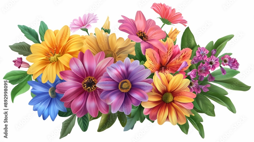 Fototapeta premium Vibrant Assorted Flowers Illustration