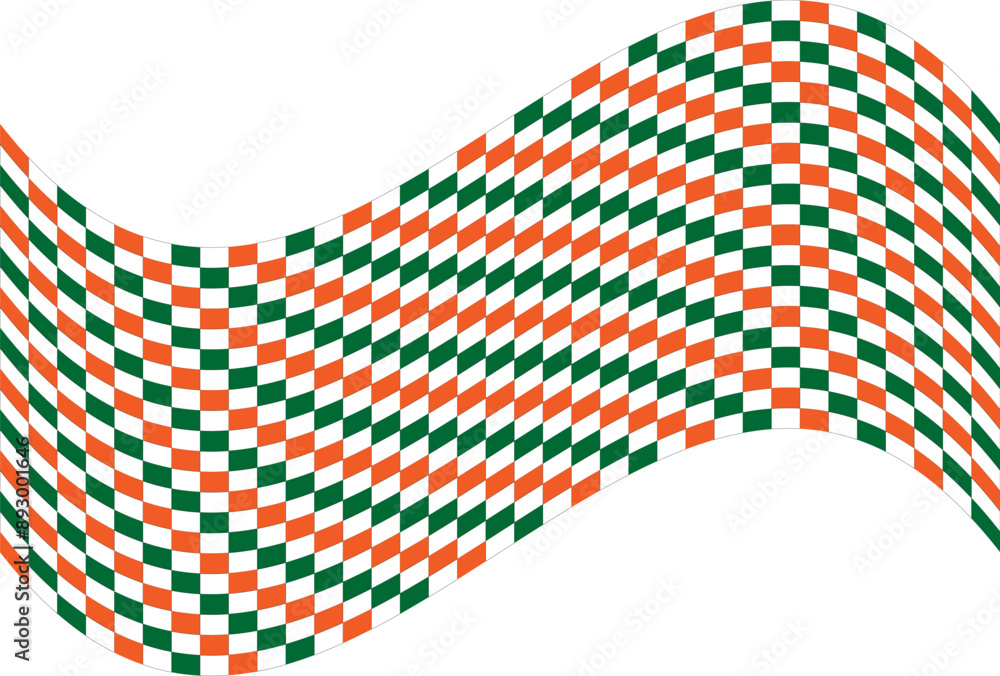 Obraz premium Checkerboard, chessboard, chess effect on india flag color banner background. Vector illustration