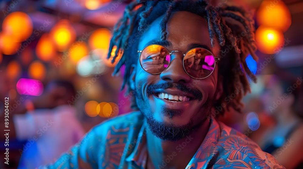 Afro American male in a night club wearing sunglasses, young man in a nightclub Afro American male in a night club wearing sunglasses, young man in a nightclub