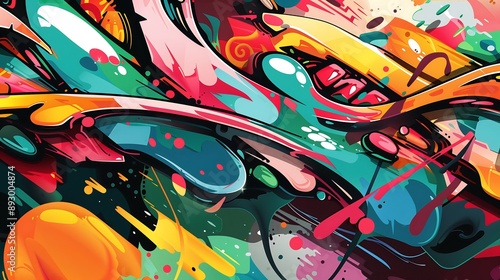 Wallpaper Mural Colorful graffiti painting adorns a textured brick wall creating a striking urban art display Torontodigital.ca