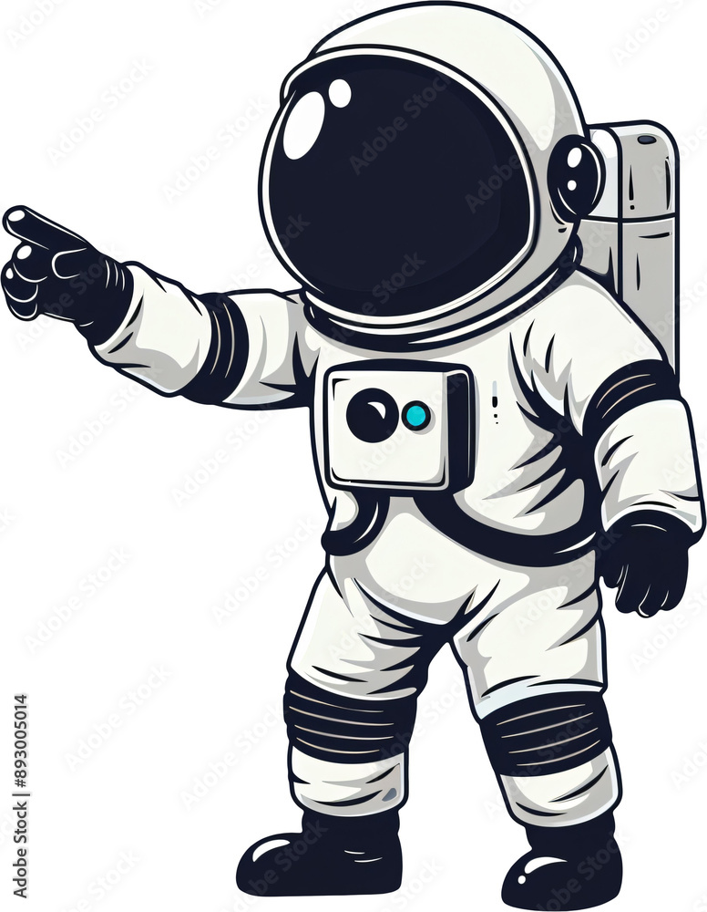 Obraz premium cartoon astronaut pointing upwards clip art
