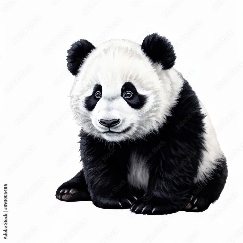 Naklejka premium the AI Image Generator, Portrait of panda bear looking camera isolated