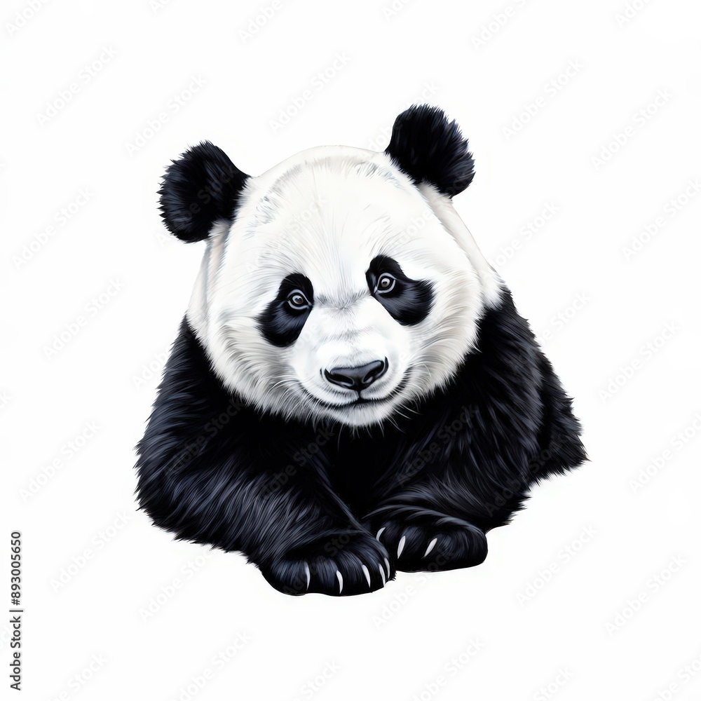 Naklejka premium the AI Image Generator, Portrait of panda bear looking camera isolated