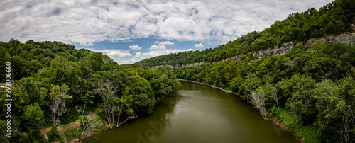 Aerial view of Kentucky River Valley near Harrodsburg's Village at Palisades  in the central Bluegrass region.