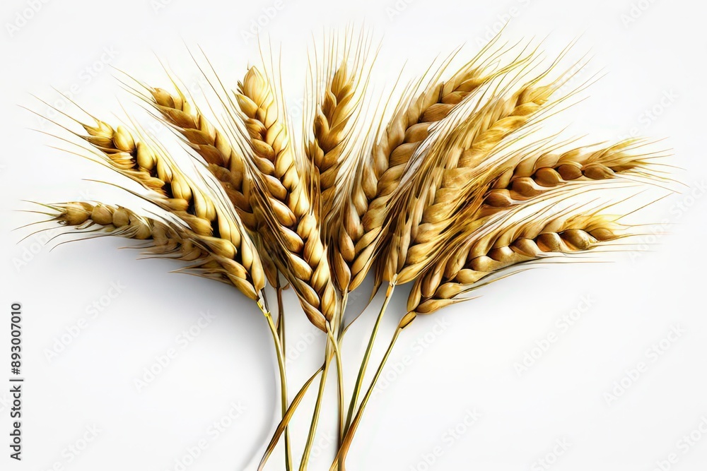 the ai generated image, spikelet of wheat on a white background the ai generated image, spikelet of wheat on a white background