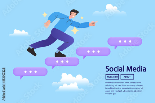 businessman running on the clouds