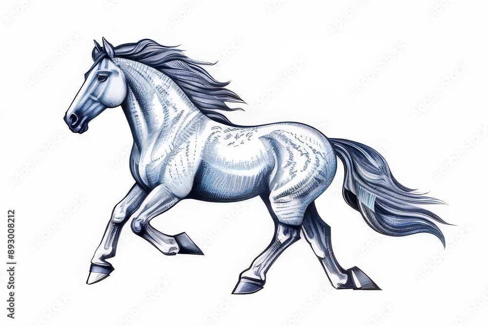 Fototapeta premium the ai generated image, horse running on white background