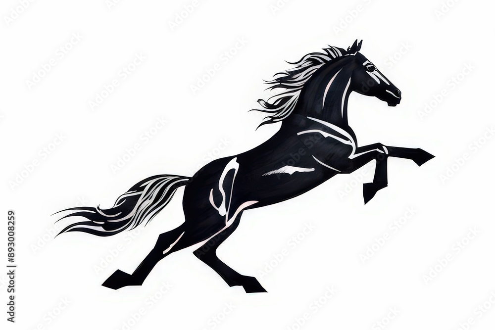 the ai generated image, horse running on white background the ai generated image, horse running on white background