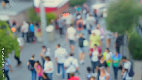 Wallpaper Mural Urban Motion: Top View of Defocused Crowd Walking on Street Torontodigital.ca