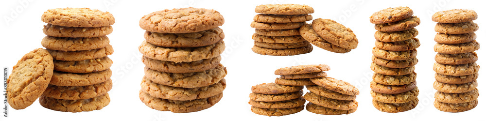 Stack of oatmeal cookies on transparent background PNG file Stack of oatmeal cookies on transparent background PNG file