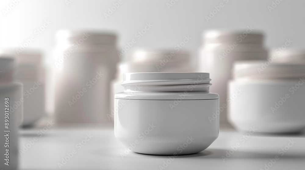 3D rendering of Versatile Commercial Mockup Featuring Cream Container in Multiple Poses on Clean White Background for Product Branding and Promotional Materials 3D rendering of Versatile Commercial Mockup Featuring Cream Container in Multiple Poses on Clean White Background for Product Branding and Promotional Materials