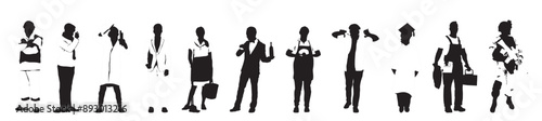 different people profession occupation silhouette set collection collage