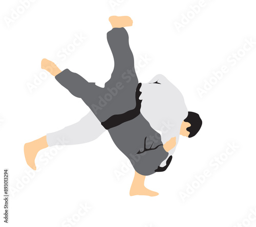 judo sports  athlete illustration player full isolated 