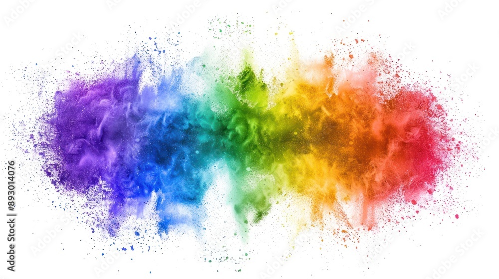 Fototapeta premium Rainbow Powder Explosion on White Background