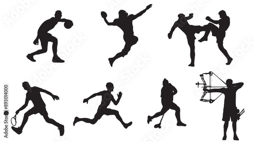 different people sports set silhouette
