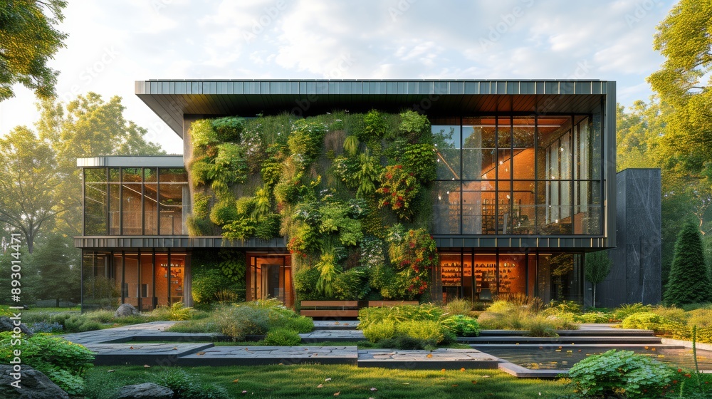 A Modern House With a Lot of Greenery on the Outside of the Building - Generative AI A Modern House With a Lot of Greenery on the Outside of the Building - Generative AI