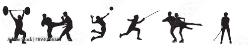 different people sports set silhouette