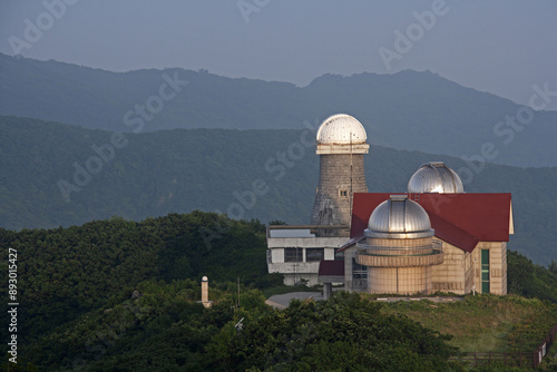 Cheondong-ri, Danyang-gun, Chungcheongbuk-do, South Korea - July 23, 2009: Summer and morning view of observatory building with dome roof on Sobaeksan Mountain
 photo