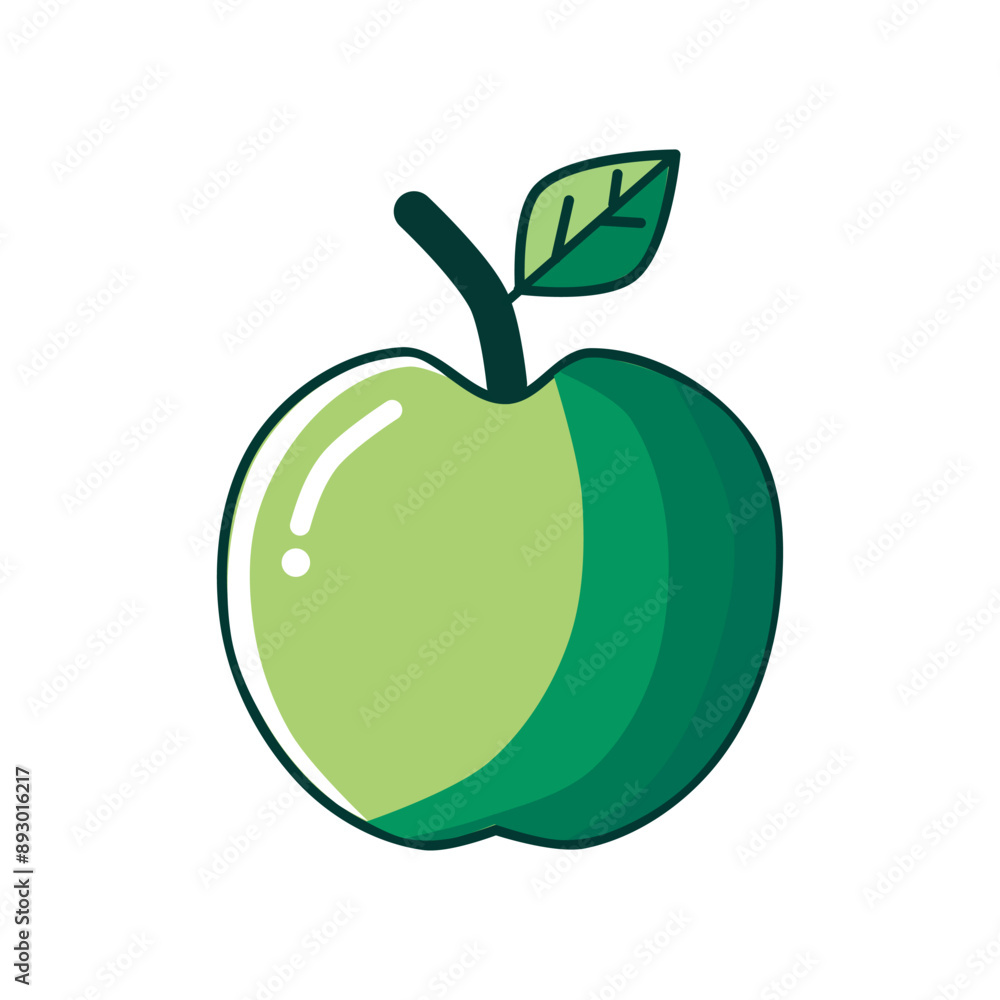 vector illustration of green apple in minimalist and flat style isolated on white background vector illustration of green apple in minimalist and flat style isolated on white background