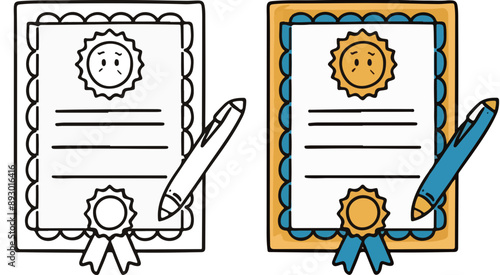 school certificate coloring book image