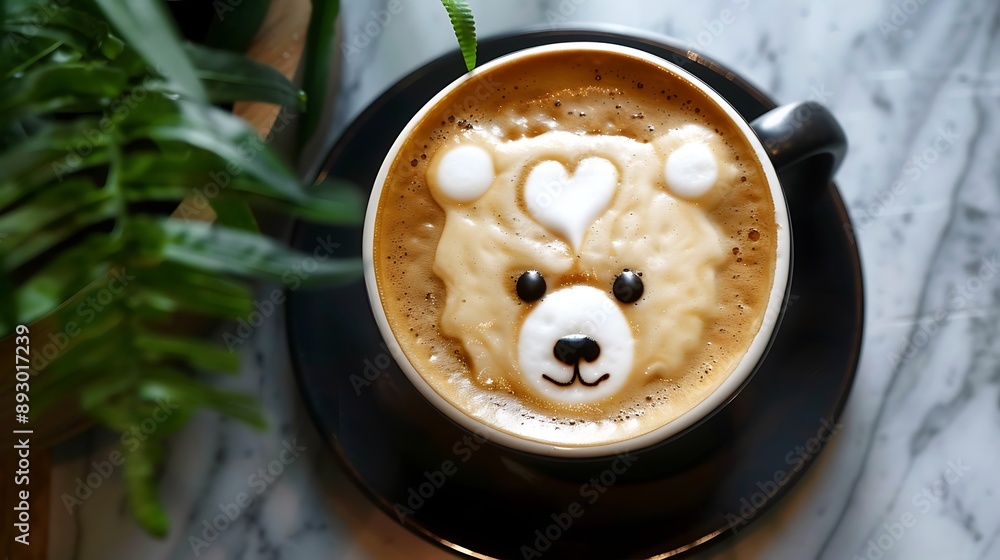 Cute Bear Face Foam Art on Top of Coffee Cup - Adorable Animal Design for Coffee Lovers and Baristas Cute Bear Face Foam Art on Top of Coffee Cup - Adorable Animal Design for Coffee Lovers and Baristas