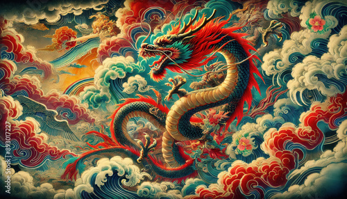 Wallpaper Mural 墨絵、日本画、浮世絵／龍（ドラゴン） Torontodigital.ca